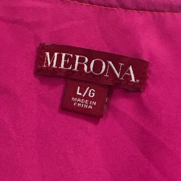 MERONA NEW Sleeveless A-Line Color Block Dress Dress Elastic Waist Crew Button L - Picture 5 of 16